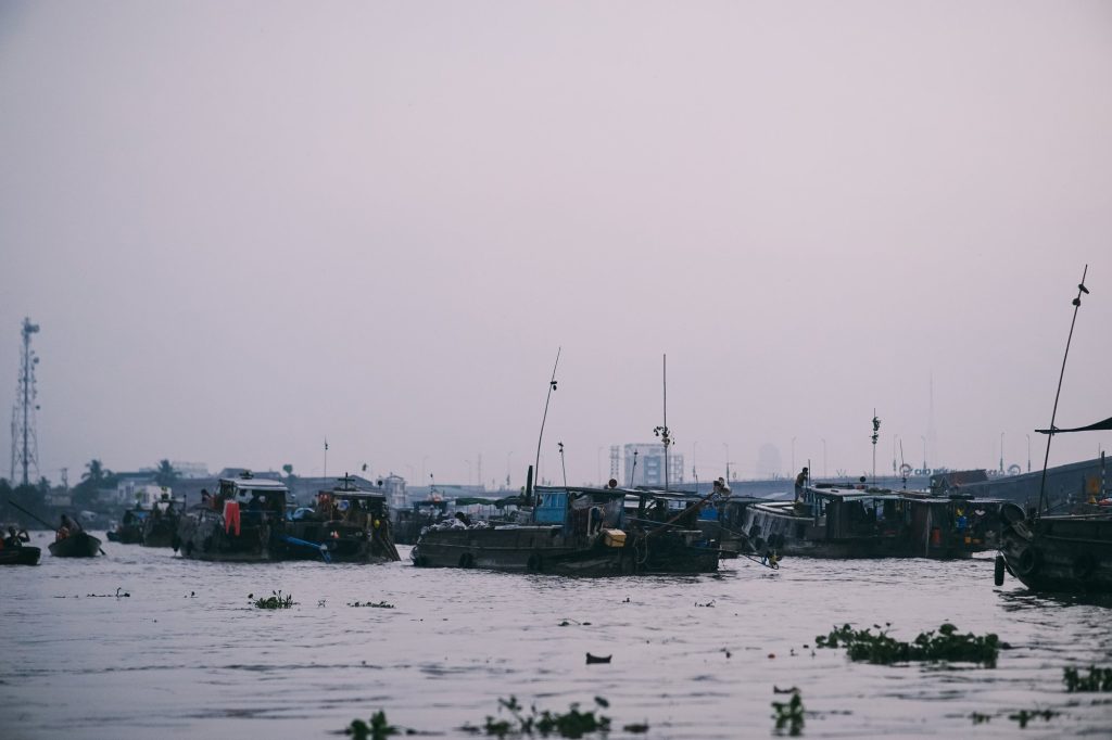 the whole Cái Răng floating market at dawn — Cai Rang Floating Market at Dawn, mekongtodo real Mekong Delta tour